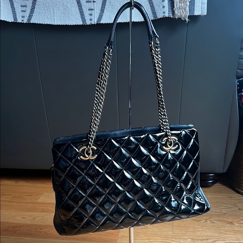 Chanel Black Quilted Leather Tote Bag